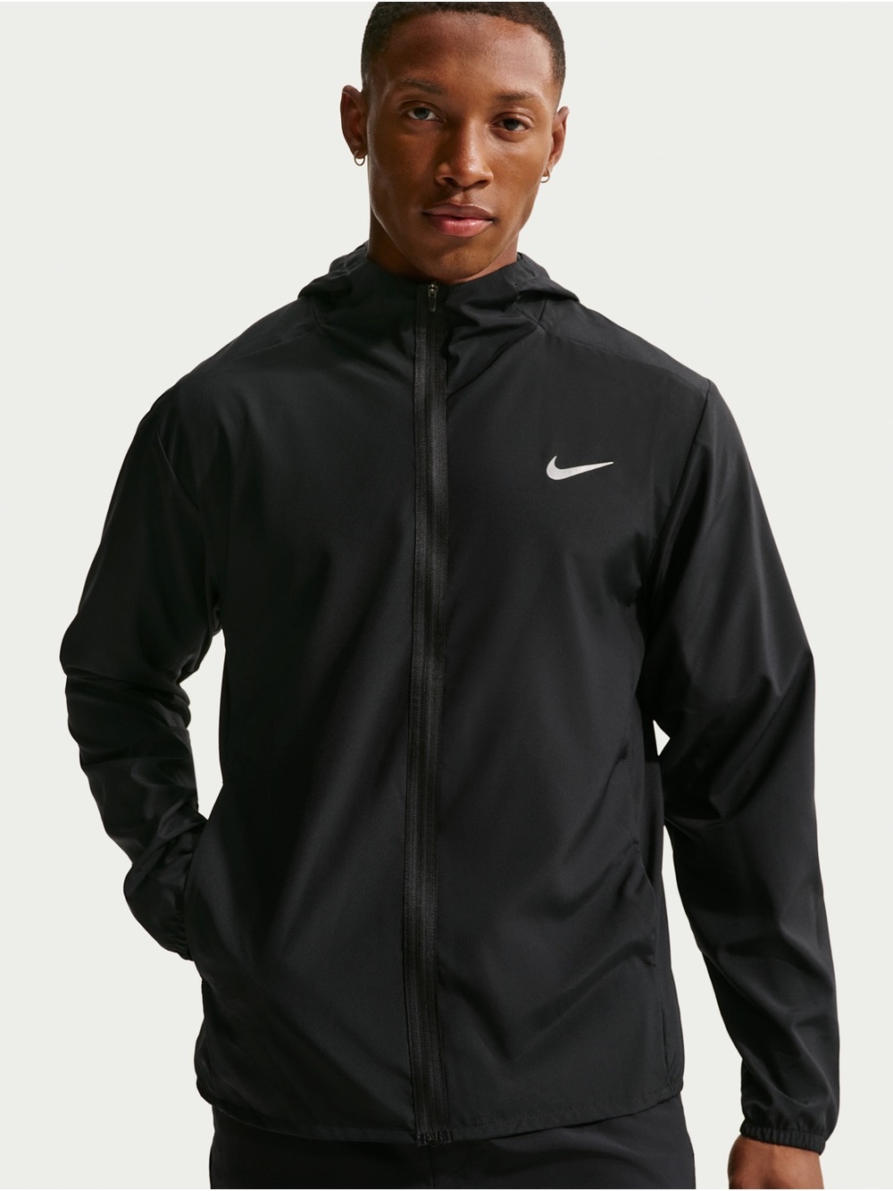 (NEW) Nike Black Hooded Windbreaker with Reflective Swoosh